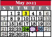 District School Academic Calendar for Grapevine Elementary for May 2023