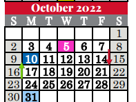 District School Academic Calendar for Bear Creek Elementary for October 2022