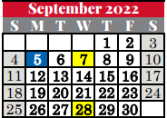 District School Academic Calendar for Dove Elementary for September 2022