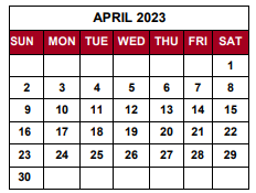 District School Academic Calendar for Instr Srvs Cntr-options Alt Prog for April 2023