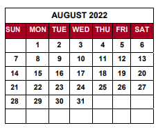 District School Academic Calendar for Bridgepoint Elementary School for August 2022