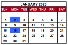 District School Academic Calendar for River Valley Middle School for January 2023