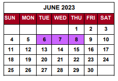 District School Academic Calendar for Thomas Jefferson Elem Sch for June 2023