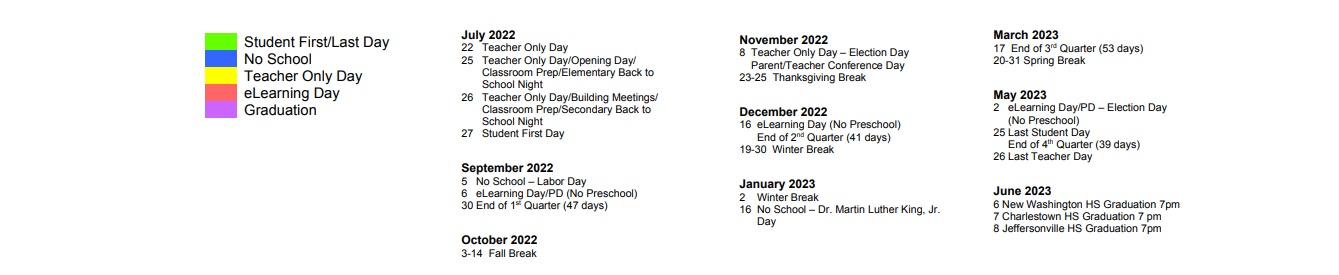 District School Academic Calendar Key for Thomas Jefferson Elem Sch