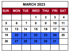 District School Academic Calendar for W E Wilson Elementary for March 2023