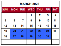District School Academic Calendar for Parkview Middle School for March 2023