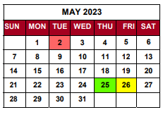 District School Academic Calendar for Corden Porter Edu Center for May 2023