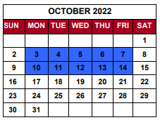 District School Academic Calendar for Utica Elementary School for October 2022