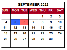 District School Academic Calendar for W E Wilson Elementary for September 2022