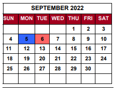 District School Academic Calendar for Corden Porter Edu Center for September 2022