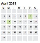 District School Academic Calendar for Bethel Elementary for April 2023