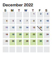 District School Academic Calendar for Hughes Middle for December 2022