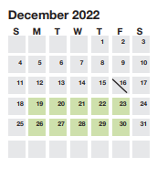 District School Academic Calendar for Wohali Academy (charter) for December 2022