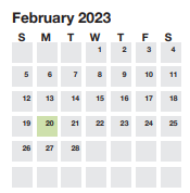 District School Academic Calendar for Bryson Middle for February 2023