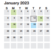 District School Academic Calendar for Overbrook Child Dev Ctr for January 2023