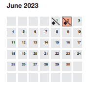 District School Academic Calendar for Overbrook Child Dev Ctr for June 2023