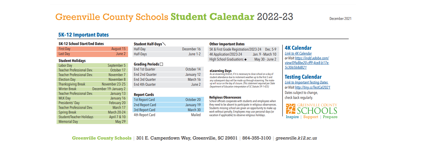District School Academic Calendar Key for Overbrook Child Dev Ctr
