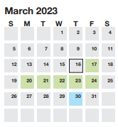 District School Academic Calendar for Greenville Academy for March 2023