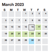 District School Academic Calendar for Overbrook Child Dev Ctr for March 2023