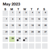 District School Academic Calendar for Sue Cleveland Elementaryem for May 2023