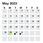 District School Academic Calendar for Taylors Elementary for May 2023