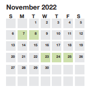 District School Academic Calendar for Overbrook Child Dev Ctr for November 2022