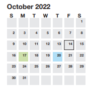 District School Academic Calendar for Overbrook Child Dev Ctr for October 2022