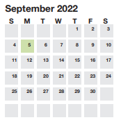 District School Academic Calendar for Overbrook Child Dev Ctr for September 2022
