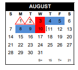 District School Academic Calendar for Gregory-portland J H for August 2022