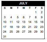 District School Academic Calendar for Clark El for July 2022