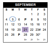 District School Academic Calendar for Gregory-portland J H for September 2022