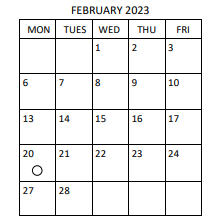 District School Academic Calendar for Pilot Elementary for February 2023