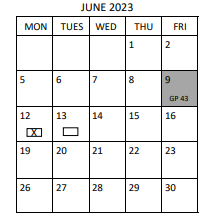 District School Academic Calendar for Montlieu Avenue Elementary for June 2023