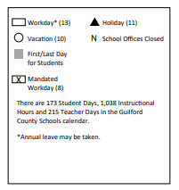 District School Academic Calendar Legend for Gibsonville Elementary