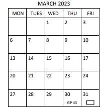 District School Academic Calendar for Kernodle Middle for March 2023