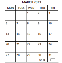 District School Academic Calendar for Brooks Global for March 2023