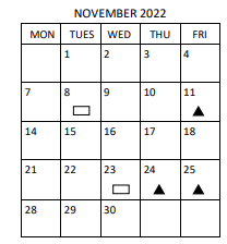 District School Academic Calendar for General Greene Elementary for November 2022