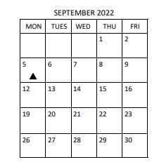 District School Academic Calendar for Montlieu Avenue Elementary for September 2022