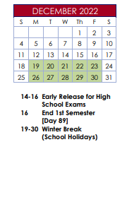 District School Academic Calendar for T. Carl Buice School for December 2022