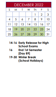 District School Academic Calendar for Nesbit Elementary School for December 2022