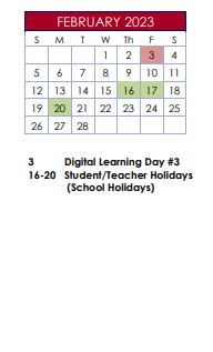 District School Academic Calendar for Mill Creek/collins Hill/dacula Cluster Middle School for February 2023