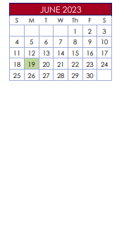 District School Academic Calendar for Alford Elementary for June 2023