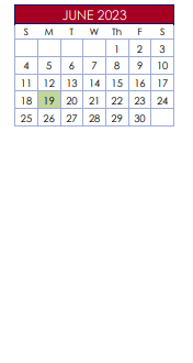 District School Academic Calendar for Simpson Elementary School for June 2023