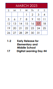 District School Academic Calendar for Meadowcreek Elementary School for March 2023