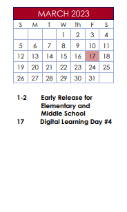 District School Academic Calendar for Nesbit Elementary School for March 2023