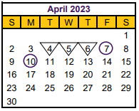 District School Academic Calendar for Hallsville J H for April 2023