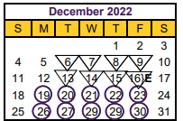 District School Academic Calendar for Hallsville J H for December 2022