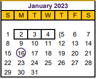 District School Academic Calendar for Hallsville J H for January 2023