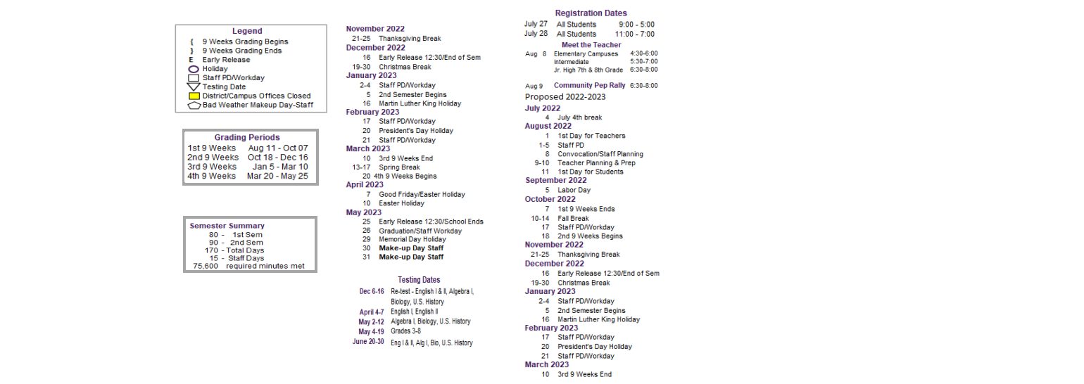 District School Academic Calendar Key for Hallsville Pri