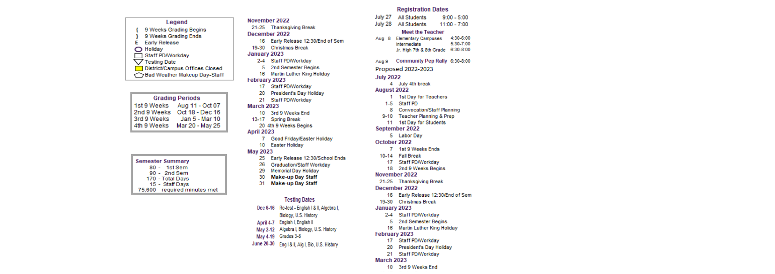 District School Academic Calendar Key for Hallsville H S